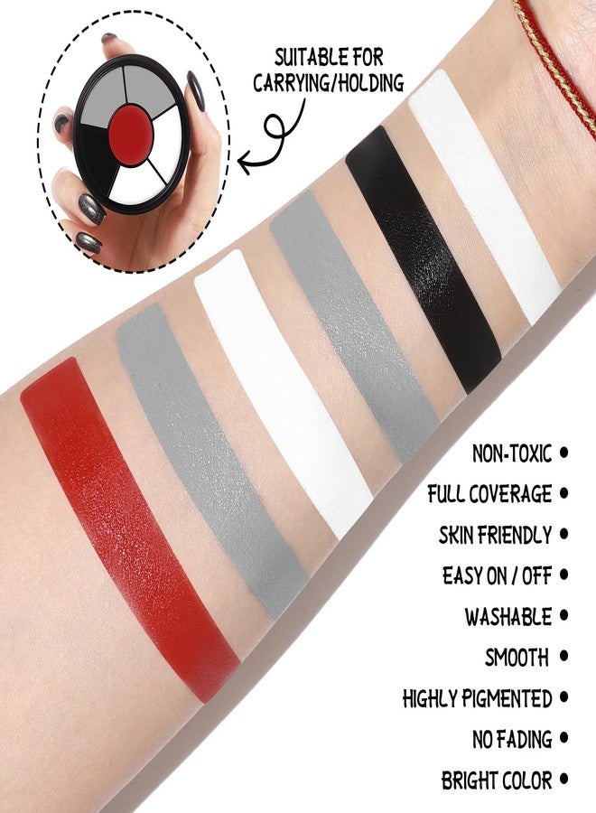 BOBISUKA Grey Face & Body Paint – 6 Colors Cream Washable Face Paint for Skeleton Vampire Zombie Joker Devil Costume & Theme – Easy to Blend, High Pigment & Long Lasting - Image 4
